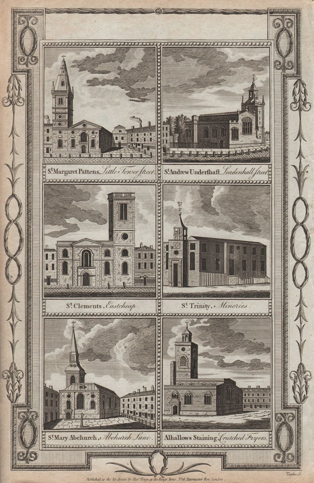 WREN CITY CHURCHES St Clements Eastcheap Margaret Pattens Mary Abchurch ++ 1784
